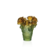 DAUM Green & orange vase Rose Passion
