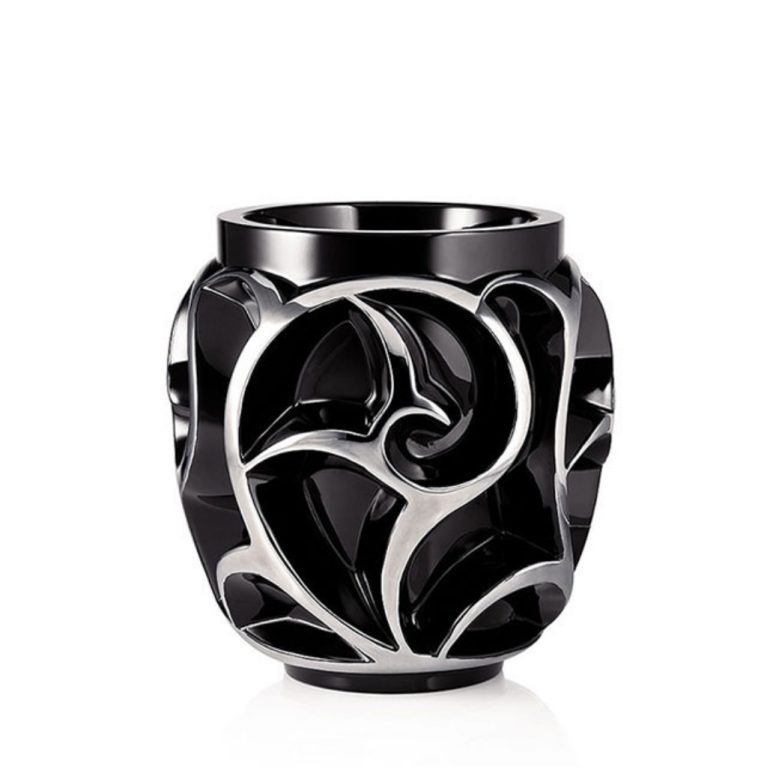 LALIQUE Tourbillons vaas, must kristall plaatinaemailiga (piiratud tiraaž – 999 eksemplari)