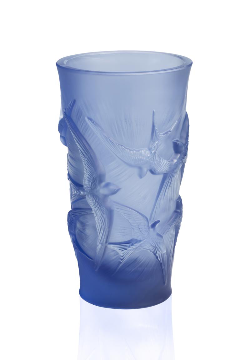 LALIQUE Hirondelles Ваза SS, сапфирово-синий хрусталь