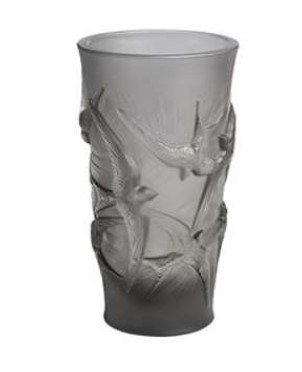 LALIQUE Hirondelles маленькая ваза, хрусталь серо-стального оттенка
