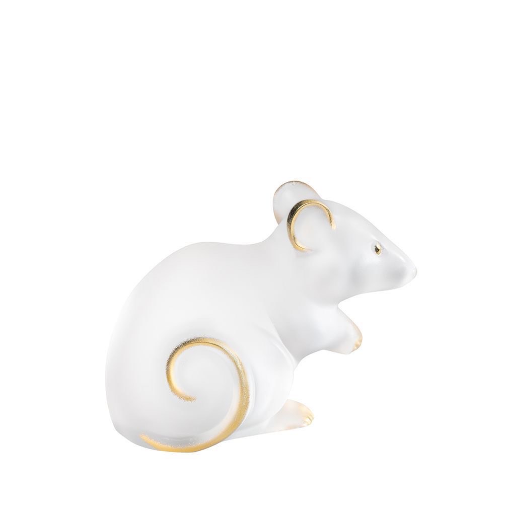LALIQUE Lalique hiir, läbipaistev kristall kuldse templiga