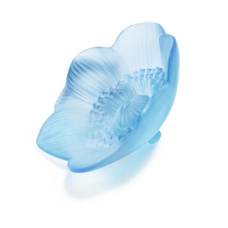 LALIQUE Anemone small sculpture, turquoise crystal