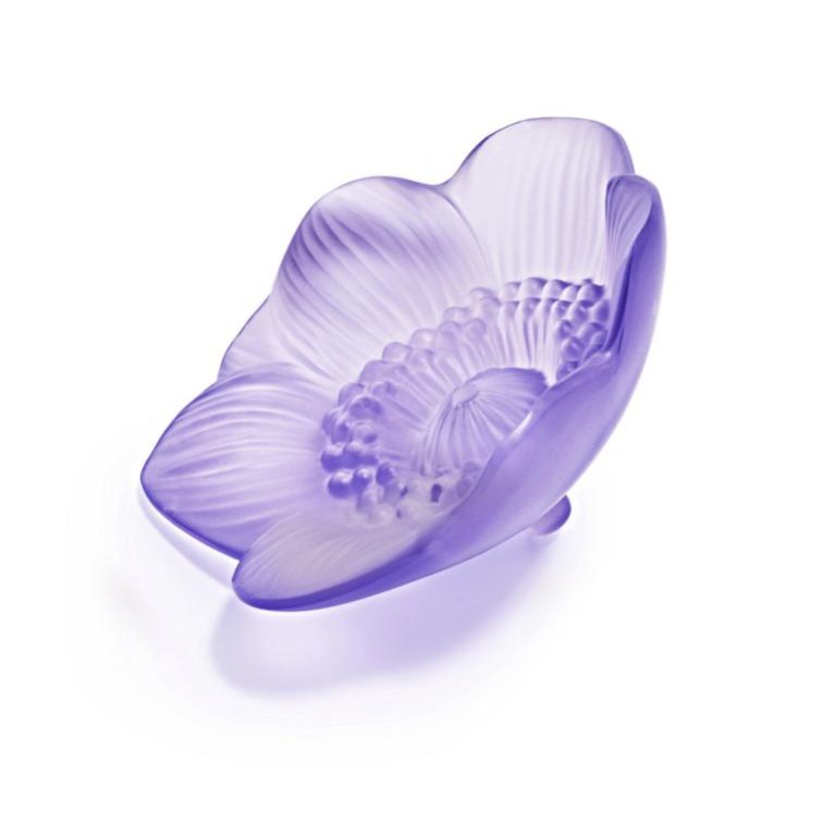 LALIQUE Anemone small sculpture, BLUE LAVENDER