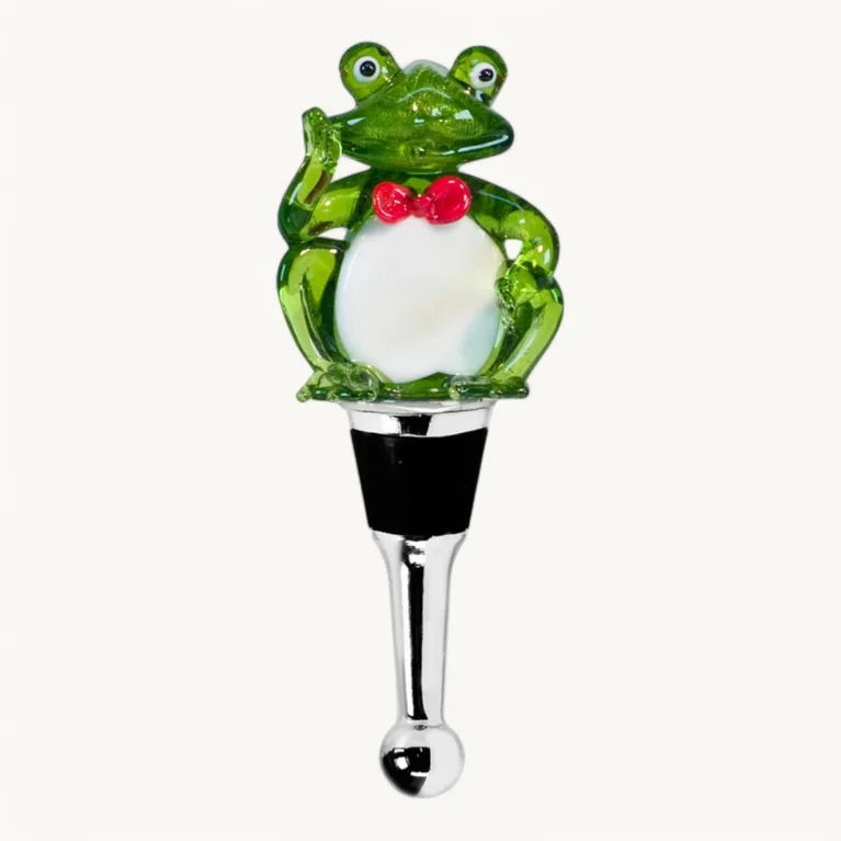 EDZARD Bottle Stopper frog figurine, Murano glass art, handmade (height 12 cm)