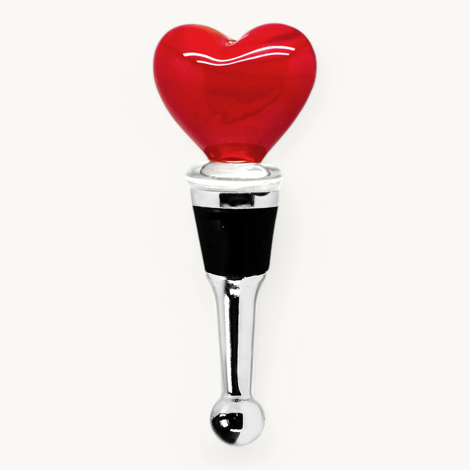 EDZARD Bottle Stopper, heart figurine, Murano glass art, handmade (height 10 cm)